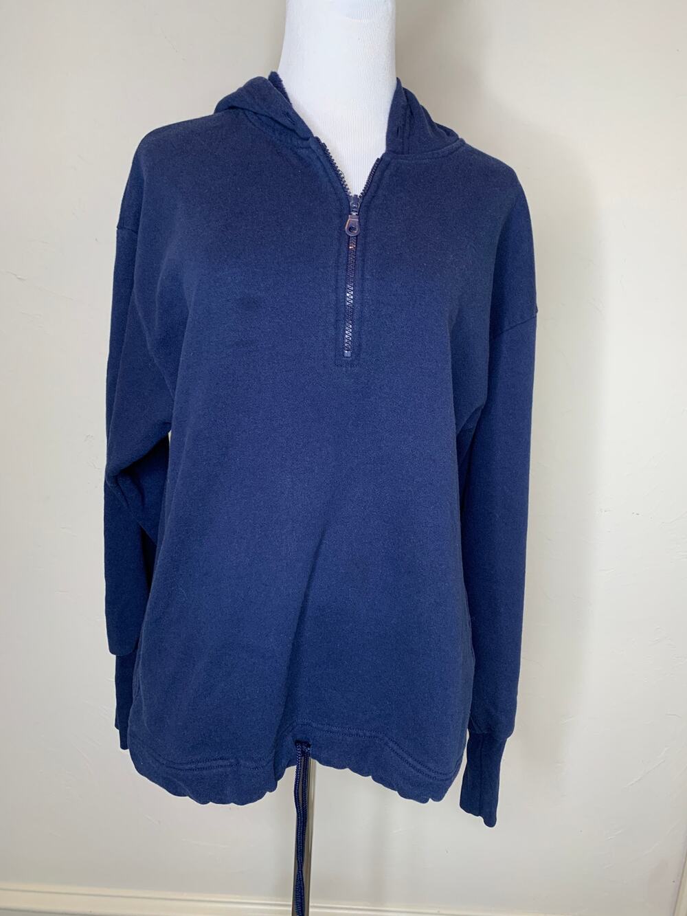 Vintage 1/4 Zip Sweatshirt Hoodie  Navy Blue Sz Small Lady Foot Locker